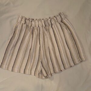 Love Tree High Waist Striped Cream and Black Shorts